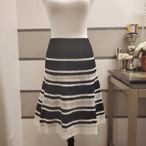 Talbots Petite Black and White A-Line Skirt
